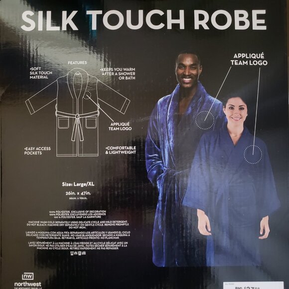 BNWT NFL DALLAS COWBOYS lux plush robe in electric navy (L / XL) - Picture 2 of 5